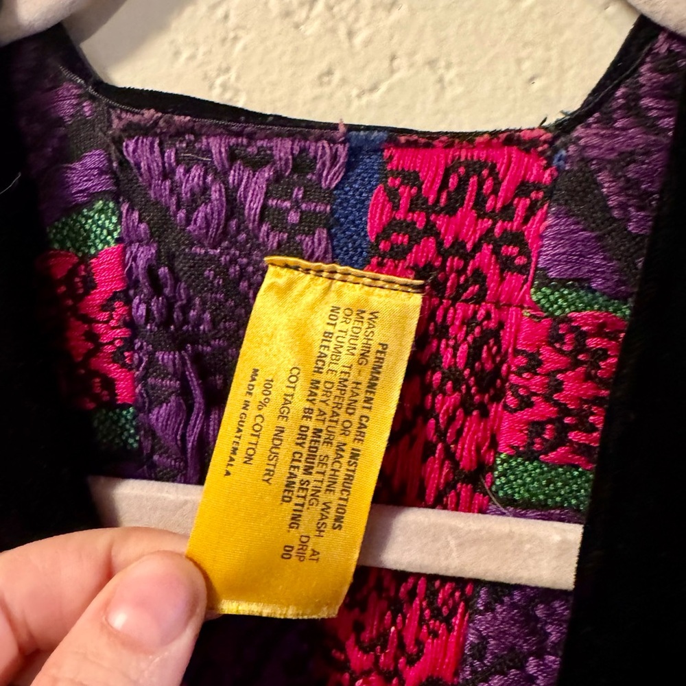 Vintage Cottage Industry Guatemalan Tapestry Jacket Cropped Open Front - Picture 4 of 5